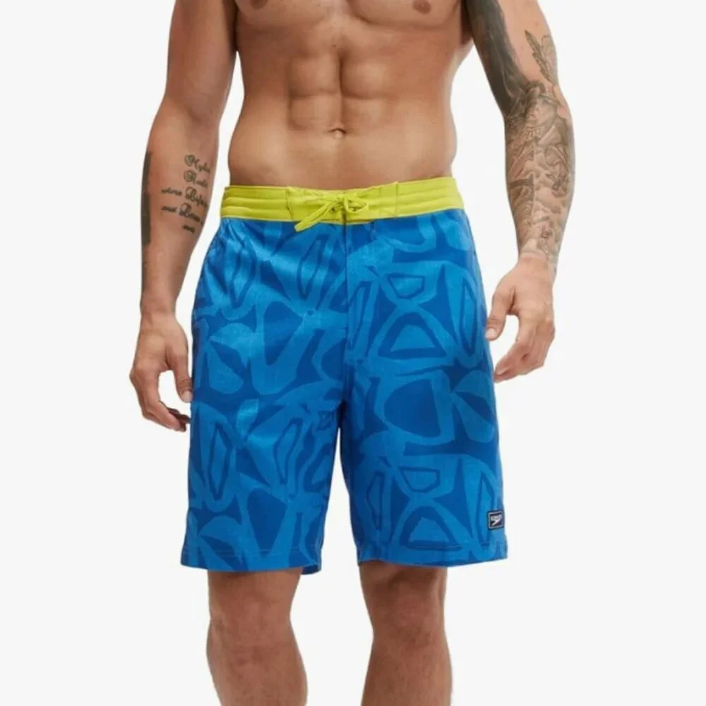 NWT Speedo Men's Swim Trunk Knee Length Boardshort Bondi Printed, 20